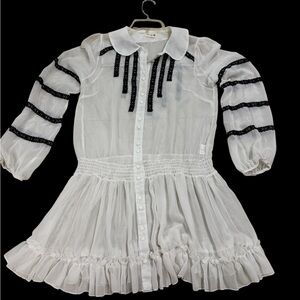 White Sheer Dress with Black Accents
